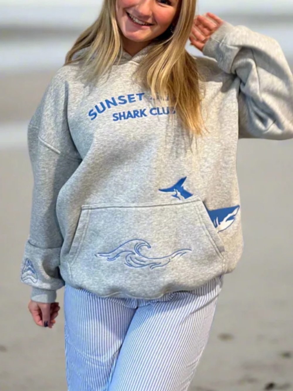 SUNSET SURF CO - DETAIL EMBROIDERY SHARK HOODIE
